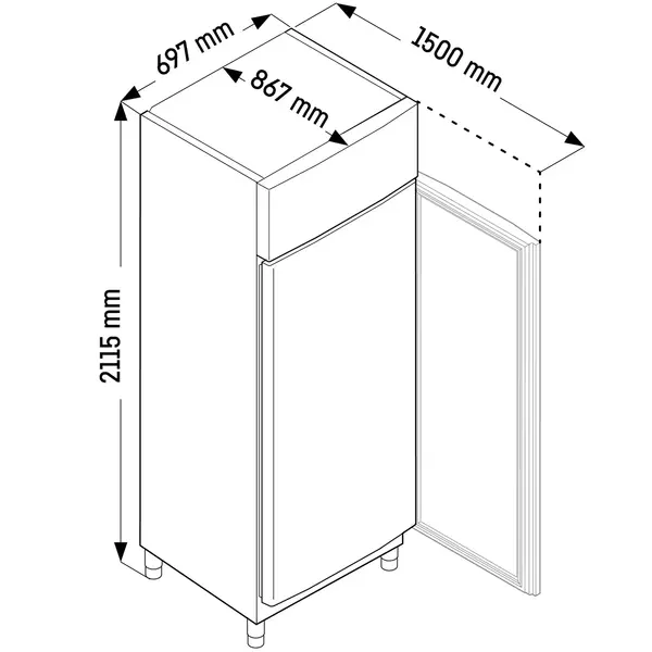 Vrieskast | PERFECTION | 597L (2/1 GN) | RVS | -10°C/-26°C | Geforceerd | App | Temperatuur-/Deuralarm | 697x867x2115(h)mm