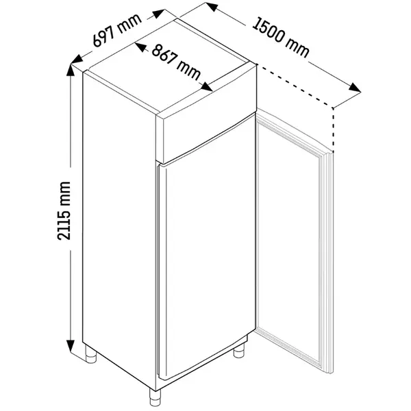 Vrieskast | PERFORMANCE | 597L (2/1 GN) | RVS | -10°C/-26°C | Geforceerd | App | Temperatuur-/Deuralarm | 697x867x2115(h)mm