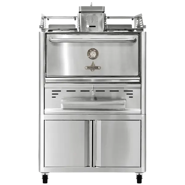 Houtskooloven | R-SERIES | 250°C/350°C | Maaltijdproductie 95/u | Brandduur 9u (10-12kg Houtskool) | Onderkast | Wielen (Geremd) | 985x577x1685(h)mm