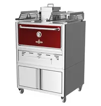 Roaster Grills Houtskooloven | R-SERIES | 250°C/350°C | Maaltijdproductie 110/u | Brandduur 9u (15-17kg Houtskool) | Onderkast | Wielen (Geremd) | 985x777x1685(h)mm