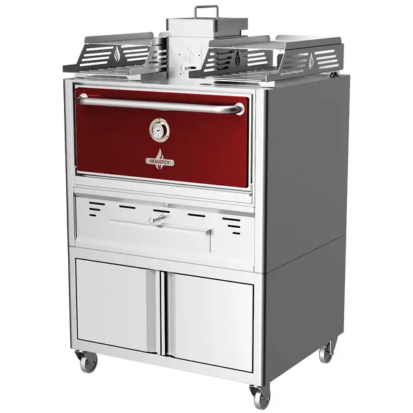 Houtskooloven | R-SERIES | 250°C/350°C | Maaltijdproductie 110/u | Brandduur 9u (15-17kg Houtskool) | Onderkast | Wielen (Geremd) | 985x777x1685(h)mm