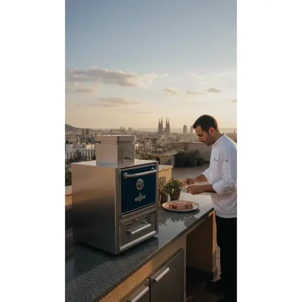 Houtskooloven | R-SERIES | 250°C/350°C | Maaltijdproductie 30/u | Brandduur 7u (5-7kg Houtskool) | 585x577x1095(h)mm