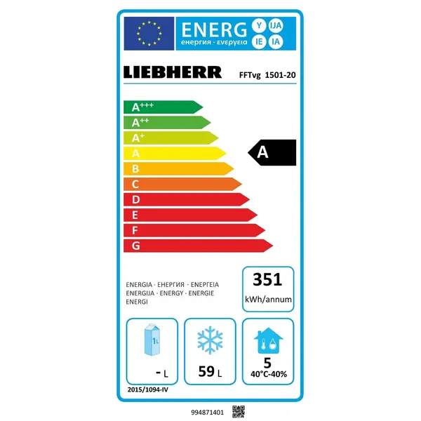 Vrieskast | PERFORMANCE | Energiezuinig | 103L | Wit | -9°C/-26°C | Geforceerd | Temperatuuralarm | App | 600x648x852(h)mm