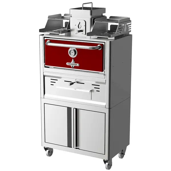 Houtskooloven | R-SERIES | 250°C/350°C | Maaltijdproductie 35/u | Brandduur 7u (5-7kg Houtskool) | Onderkast | Wielen (Geremd) | 785x477x1585(h)mm