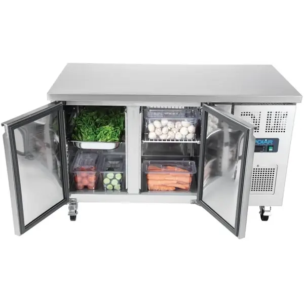 Koelwerkbank | U-SERIE | 282L | 2 Deuren (1/1 GN) | -2°C/+8°C | Geforceerd | Wielen (Geremd) | 1360x700x850(h)mm