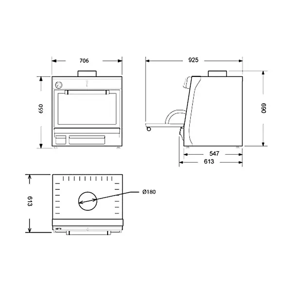 Houtskooloven | 180°C/350°C | Productie 60kg/u | 706x613x690(h)mm