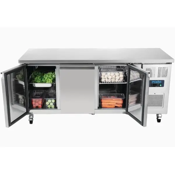 Koelwerkbank | U-SERIE | Energiezuinig | 417L | 3 Deuren (1/1 GN) | -2°C/+8°C | Geforceerd | Wielen (Geremd) | 1795x700x850(h)mm