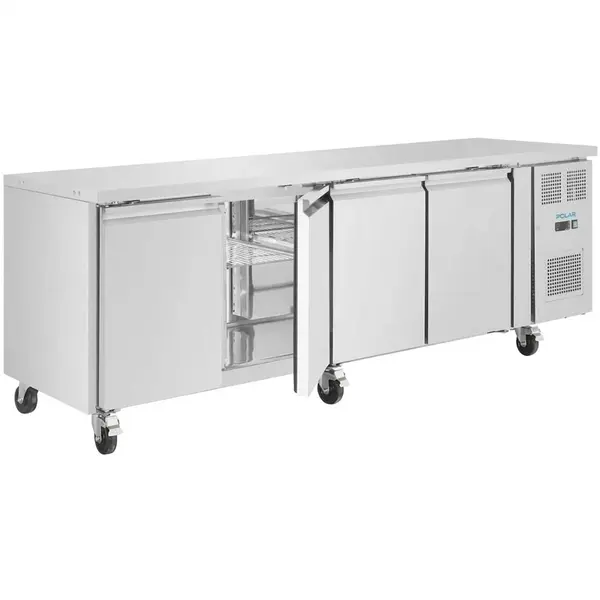 Koelwerkbank | U-SERIE | Energiezuinig | 553L | 4 Deuren (1/1 GN) | -2°C/+8°C | Geforceerd | Wielen (Geremd) | 2230x700x850(h)mm