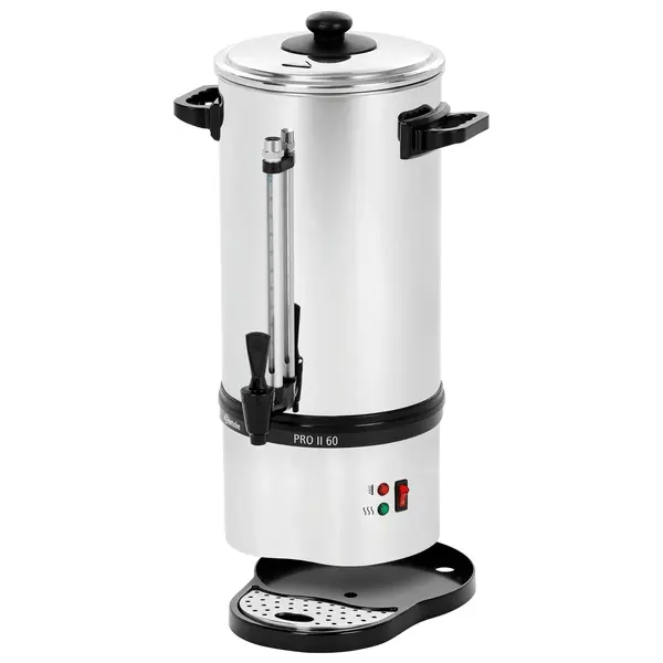 Koffiepercolator | PRO II | RVS/Zwart | 9L | 1.2kW (230V) | Enkelwandig | Lekbak | 310x320x540(h)mm