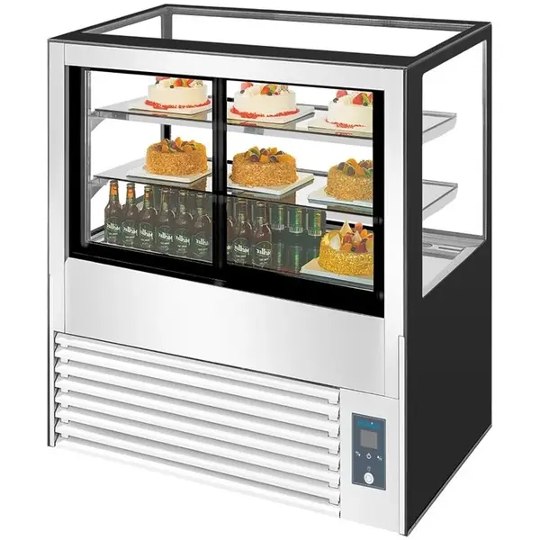 Koelvitrine | U-SERIE | 285L | RVS/Zwart | +2°C/+8°C | Geforceerd | 3 Niveaus | Wielen | 900x680x1200(h)mm