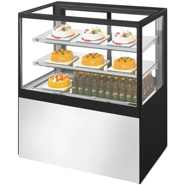 Koelvitrine | U-SERIE | 385L | RVS/Zwart | +2°C/+8°C | Geforceerd | 3 Niveaus | Wielen | 1200x680x1200(h)mm