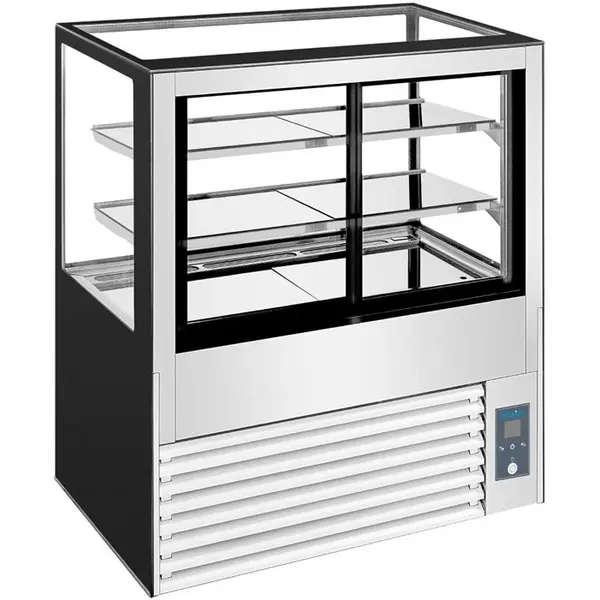Koelvitrine | U-SERIE | 485L | RVS/Zwart | +2°C/+8°C | Geforceerd | 3 Niveaus | Wielen | 1500x680x1200(h)mm