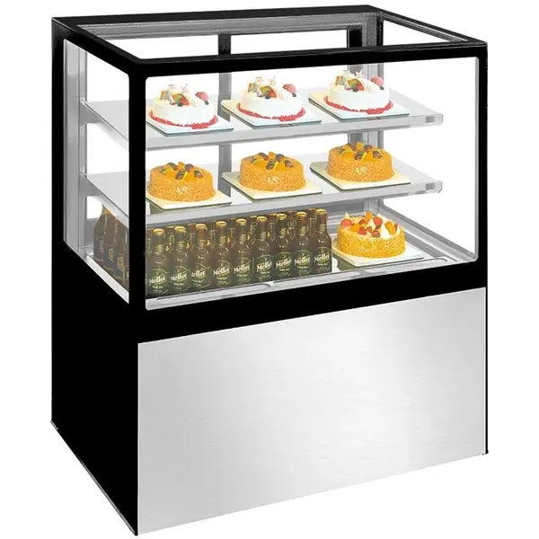 Koelvitrine | U-SERIE | 485L | RVS/Zwart | +2°C/+8°C | Geforceerd | 3 Niveaus | Wielen | 1500x680x1200(h)mm