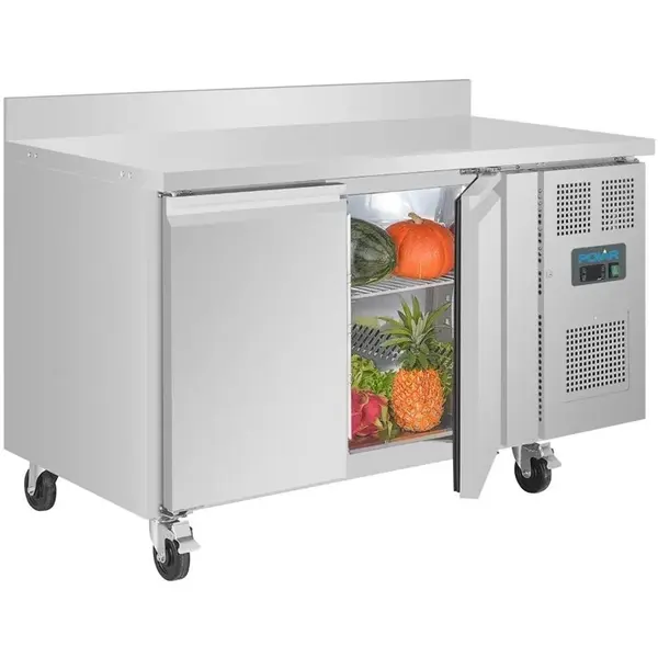 Koelwerkbank | U-SERIE | Energiezuinig | 282L | 2 Deuren (1/1 GN) | -2°C/+8°C | Geforceerd | Achteropstand | Wielen (Geremd) | 1360x700x950(h)mm