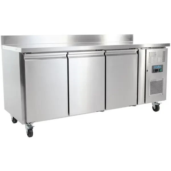 Koelwerkbank | U-SERIE | Energiezuinig | 417L | 3 Deuren (1/1 GN) | -2°C/+8°C | Geforceerd | Achteropstand | Wielen (Geremd) | 1795x700x950(h)mm