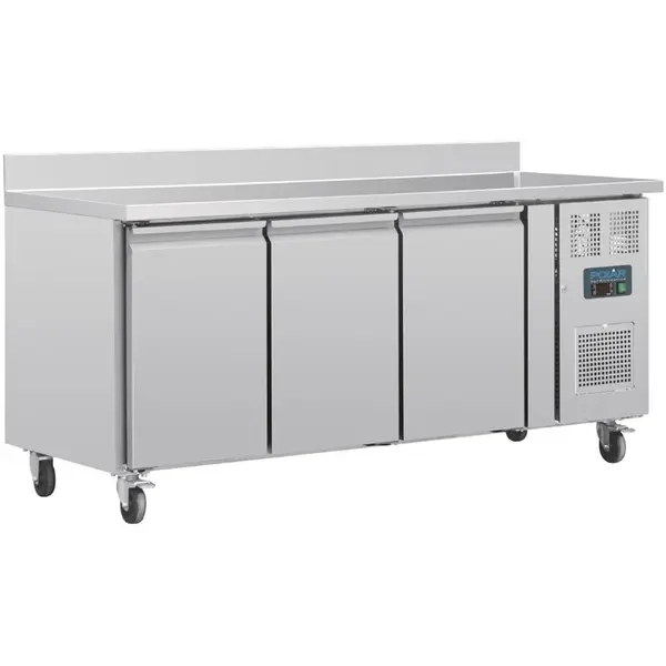 Koelwerkbank | U-SERIE | 417L | 3 Deuren (1/1 GN) | -2°C/+8°C | Geforceerd | Achteropstand | Wielen (Geremd) | 1795x700x950(h)mm