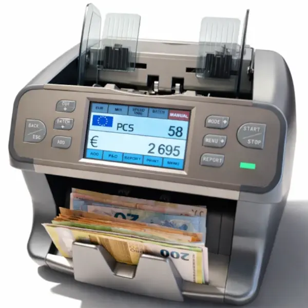 Biljettelmachine | SH-27P | 1200/min. | Invoer 500 / Opvang 300 Biljetten | Valsgelddetectie (ECB-Gecertificeerd) | Touchscreen | 240x260x230(h)mm