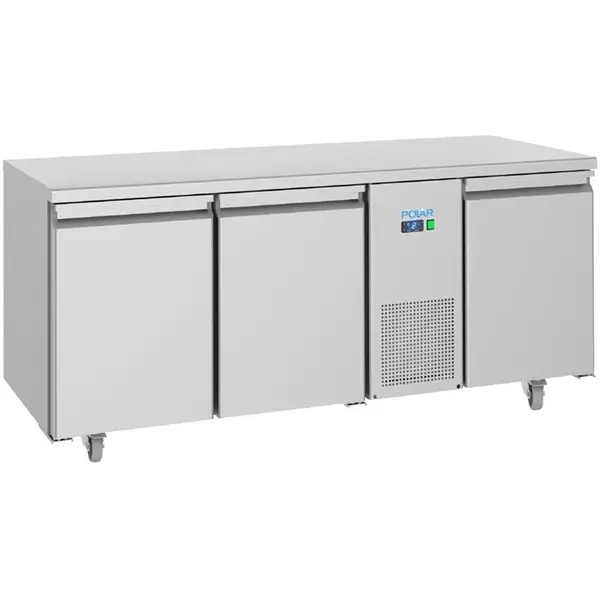 Koelwerkbank | U-SERIE | Energiezuinig | 474L | 3 Deuren (1/1 GN) | -2°C/+8°C | Geforceerd | Wielen (Geremd) | 1785x700x850(h)mm