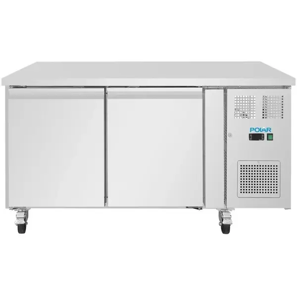 Bakkerij Koelwerkbank | U-SERIE | Energiezuinig | 427L | 2 Deuren (EN600x400) | +2°C/+8°C | Geforceerd | Wielen (Geremd) | 1510x800x860(h)mm