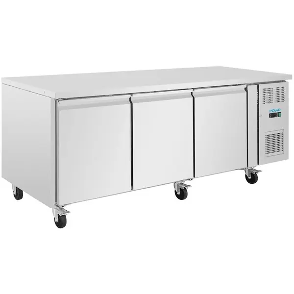 Bakkerij Koelwerkbank | U-SERIE | 634L | 3 Deuren (EN600x400) | +2°C/+8°C | Geforceerd | Wielen (Geremd) | 2020x800x860(h)mm