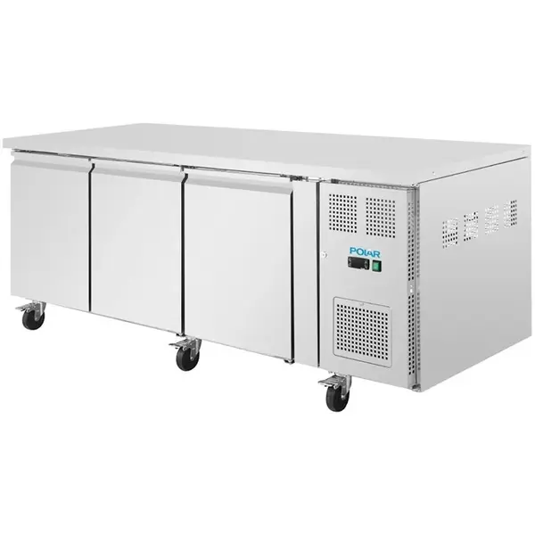 Bakkerij Koelwerkbank | U-SERIE | 634L | 3 Deuren (EN600x400) | +2°C/+8°C | Geforceerd | Wielen (Geremd) | 2020x800x860(h)mm
