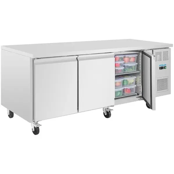 Bakkerij Koelwerkbank | U-SERIE | 634L | 3 Deuren (EN600x400) | +2°C/+8°C | Geforceerd | Wielen (Geremd) | 2020x800x860(h)mm