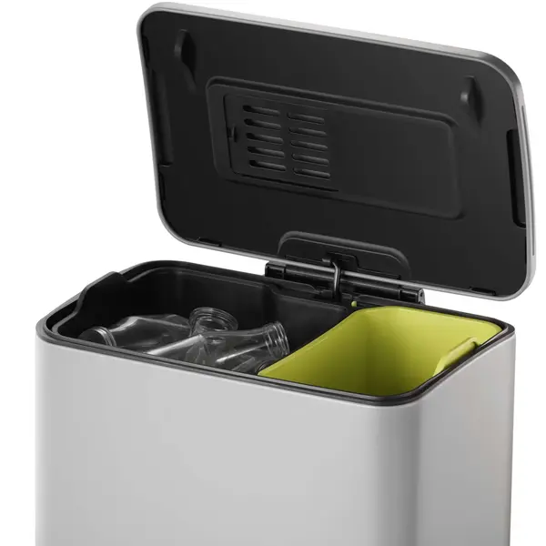 Pedaalemmer | E-CUBE | RVS | 46L | Klapdeksel | Anti Fingerprint | Afvalscheiding | 500x345x650(h)mm