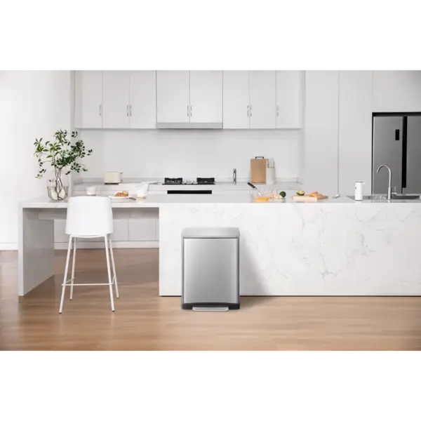 Pedaalemmer | E-CUBE | RVS | 46L | Klapdeksel | Anti Fingerprint | Afvalscheiding | 500x345x650(h)mm