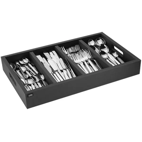 Bestekbak | Hout | Zwart | 4-vaks | 1/1 GN | 539x335x77(h)mm