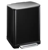 EKO Pedaalemmer | E-CUBE | RVS | Zwart | 46L | Klapdeksel | Anti Fingerprint | Afvalscheiding | 500x345x650(h)mm