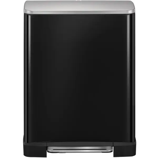 Pedaalemmer | E-CUBE | RVS | Zwart | 46L | Klapdeksel | Anti Fingerprint | Afvalscheiding | 500x345x650(h)mm