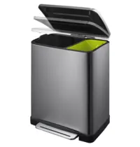 EKO Pedaalemmer | E-CUBE | RVS | Zwart | 46L | Klapdeksel | Anti Fingerprint | Afvalscheiding | 500x345x650(h)mm 
