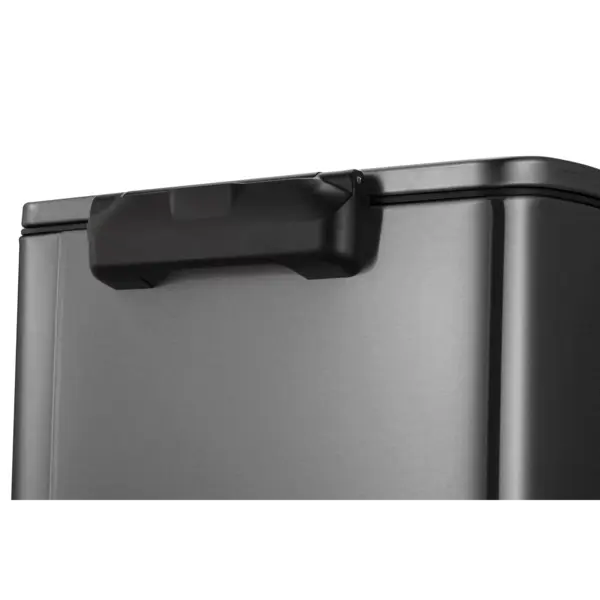Pedaalemmer | E-CUBE | RVS | Zwart | 46L | Klapdeksel | Anti Fingerprint | Afvalscheiding | 500x345x650(h)mm