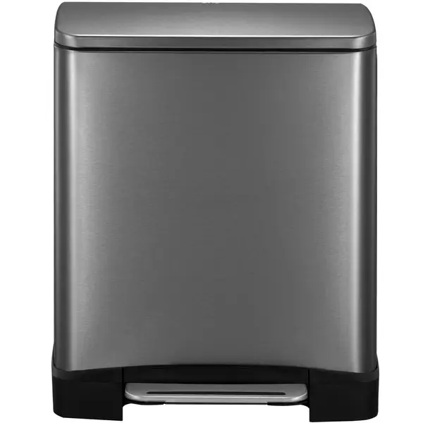 Pedaalemmer | E-CUBE | RVS | Zwart | 46L | Klapdeksel | Anti Fingerprint | Afvalscheiding | 500x345x650(h)mm