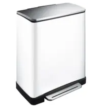EKO Pedaalemmer | E-CUBE | RVS | Wit | 46L | Klapdeksel | Anti Fingerprint | Afvalscheiding | 500x345x650(h)mm