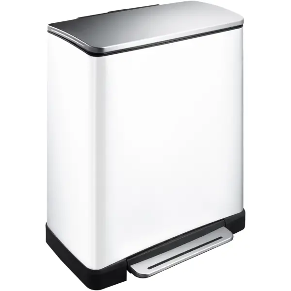 Pedaalemmer | E-CUBE | RVS | Wit | 46L | Klapdeksel | Anti Fingerprint | Afvalscheiding | 500x345x650(h)mm