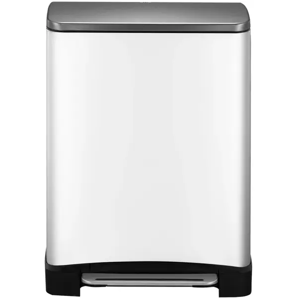 Pedaalemmer | E-CUBE | RVS | Wit | 46L | Klapdeksel | Anti Fingerprint | Afvalscheiding | 500x345x650(h)mm