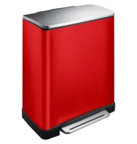EKO Pedaalemmer | E-CUBE | RVS | Rood | 46L | Klapdeksel | Anti Fingerprint | Afvalscheiding | 500x345x650(h)mm 