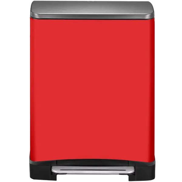 Pedaalemmer | E-CUBE | RVS | Rood | 46L | Klapdeksel | Anti Fingerprint | Afvalscheiding | 500x345x650(h)mm