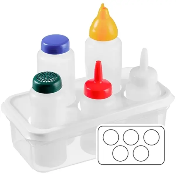 Doseerflessen-Organizer | Kunststof | 1/3 GN | Cap. 5 flessen | 325x176x100(h)mm