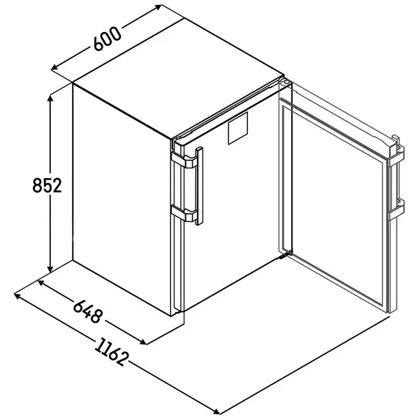 Koelkast | PERFECTION | Energiezuinig | 127L | RVS/Grijs | -2°C/+15°C | Geforceerd | Temperatuuralarm | App | 600x648x852(h)mm