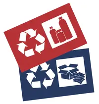 Luxus Afvalscheiding Stickerset | Rood/Blauw | Luxus Afvalzakhouder | 2 Stuks | 340x210mm 