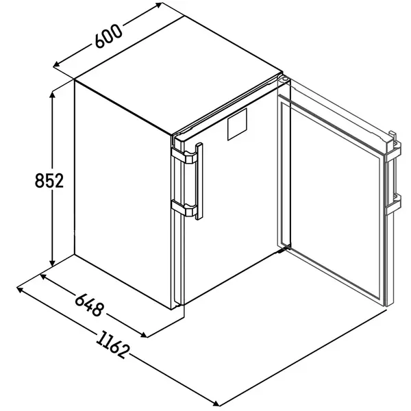 Koelkast | PERFORMANCE | 124L | Wit | +1°C/+15°C | Geforceerd | Temperatuur-/Deuralarm | App | 600x648x852(h)mm