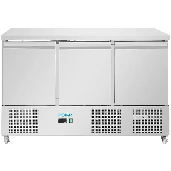 Koelwerkbank | U-SERIE | Energiezuinig | 400L | 3 Deuren (1/1 GN) | +2°C/+8°C | Geforceerd | Wielen (Geremd) | 1368x700x870(h)mm
