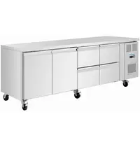 Polar Koelwerkbank | U-SERIE | 616L | 2 Deuren + 4 Laden (2/1 GN) | -2°C/+8°C | Geforceerd | Wielen (Geremd) | 2230x700x860(h)mm
