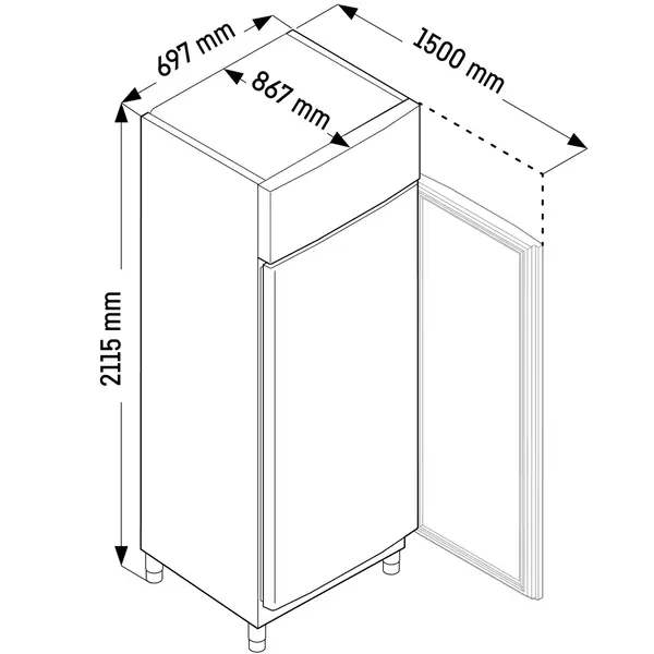 Bakkerij Vrieskast | PERFORMANCE | 602L (EN600x400) | Wit | -10°C/-35°C | Geforceerd | Temperatuur-/Deuralarm | Touchscreen + App | 697x867x2115(h)mm