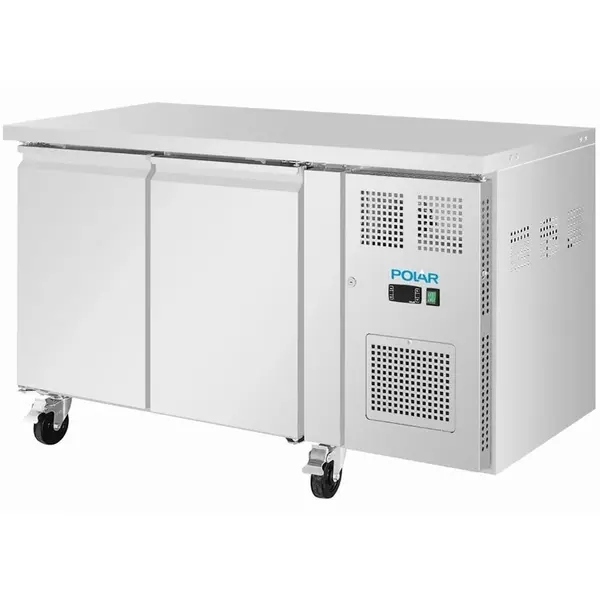 Koelwerkbank | U-SERIE | Energiezuinig | 260L (2/1 GN) | 2 Deuren | -2°C/+8°C | Geforceerd | Wielen (Geremd) | 1360x600x860(h)mm