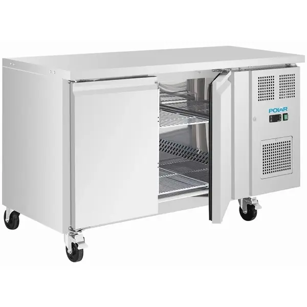Koelwerkbank | U-SERIE | 260L (2/1 GN) | 2 Deuren | -2°C/+8°C | Geforceerd | Wielen (Geremd) | 1360x600x860(h)mm