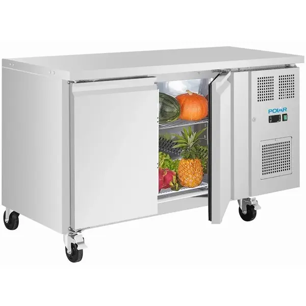 Koelwerkbank | U-SERIE | 260L (2/1 GN) | 2 Deuren | -2°C/+8°C | Geforceerd | Wielen (Geremd) | 1360x600x860(h)mm