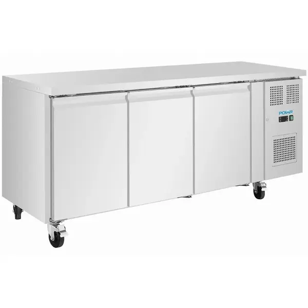 Koelwerkbank | U-SERIE | 231L | 3 Deuren | -2°C/+8°C | Geforceerd | Wielen (Geremd) | 1795x600x860(h)mm